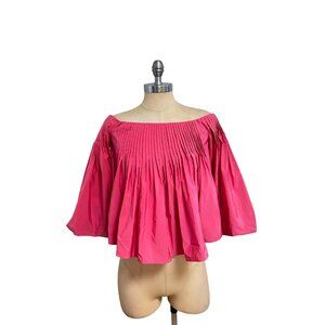 Tuckernut Hyacinth House Dark Pink Pleated Portia Top Medium NWT